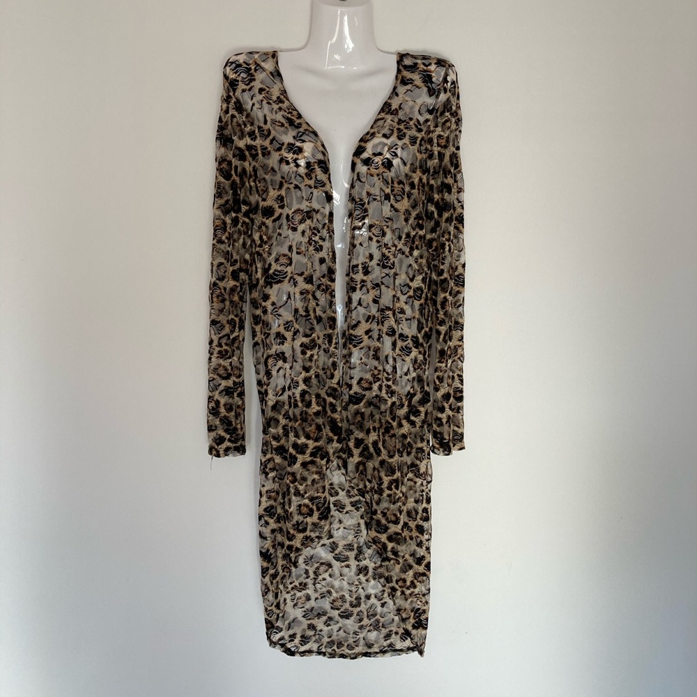 No Comment Mandee Lace Animal Print Cardigan Cover Up NWT